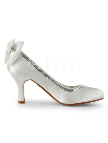 Lovely Bow PU Silk Satin Bridal Shoes - Milanoo.com