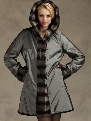 casaco longo de nylon feminino