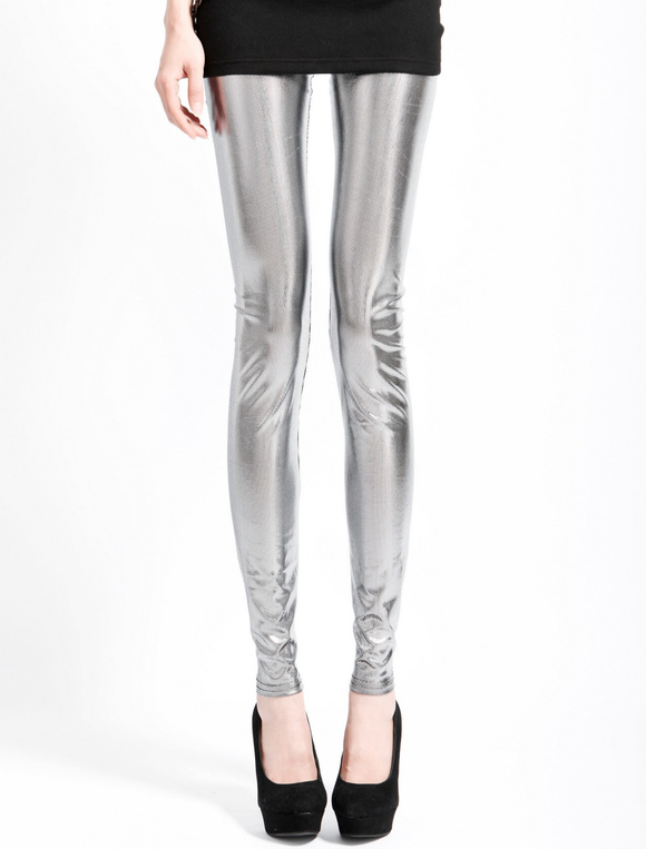 Glitter Silver Spandex Leggings - Milanoo.com
