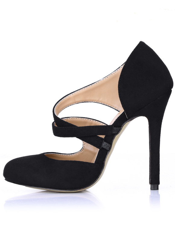 Black Almond Toe Stiletto High Heels - Milanoo.com