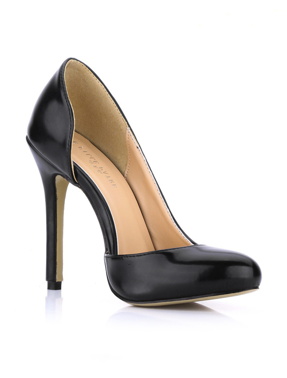 Elegant Black Almond Toe PU Leather High Heels for Woman - Milanoo.com
