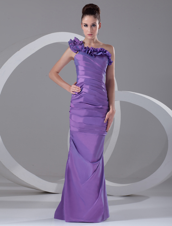 Chic Lilac Taffeta Tiered One-Shoulder Women's Evening Dress - Milanoo.com