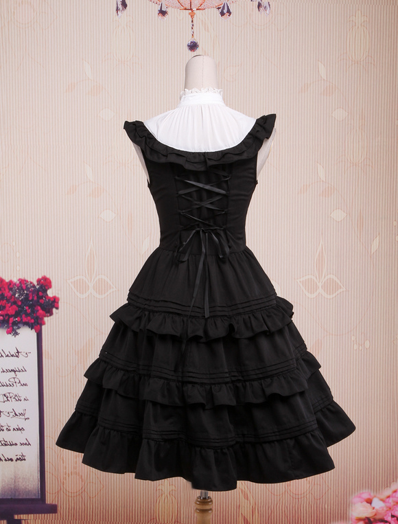 Cute Black Sleeveless Cotton Lolita One-Piece - Milanoo.com