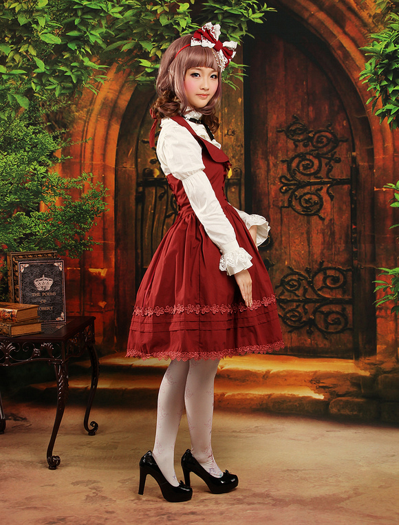 Red Halter Sleeveless Cute Lolita Jumper Skirt - Milanoo.com