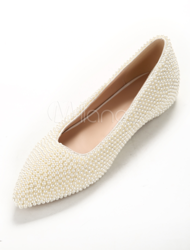 beaded white flats