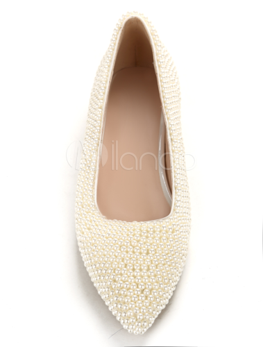 beaded white flats