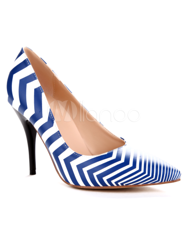 blue striped heels