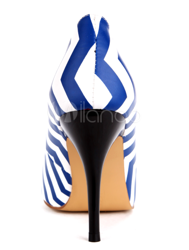 blue striped heels