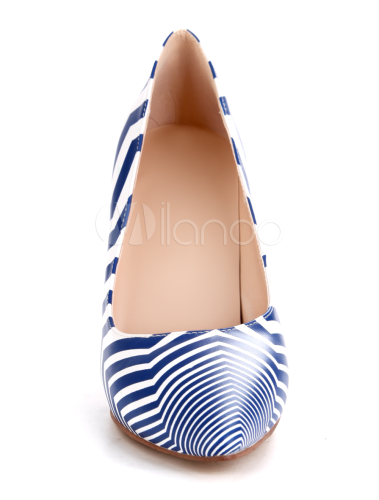 blue striped heels