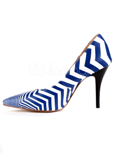 blue striped heels