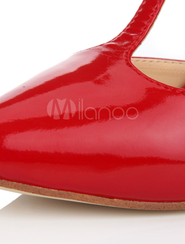 Attractive Red Stiletto Heel Patent PU Pointy Toe Shoes - Milanoo.com