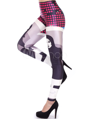 Purple Anime Characters Print Stylish Woman's Leggings - Milanoo.com