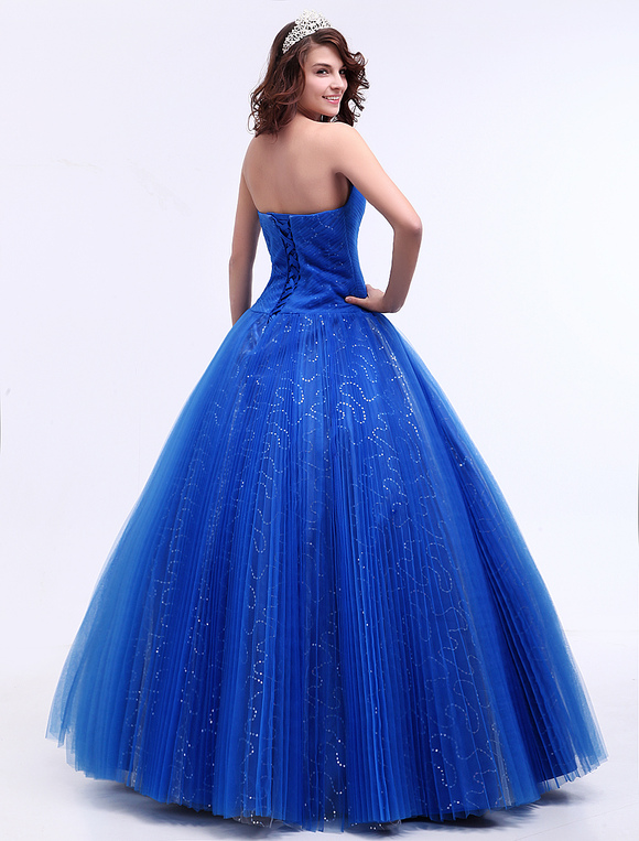 Blue Wedding Dress Sweetheart Floor-Length Ball Gown Princess Bridal ...