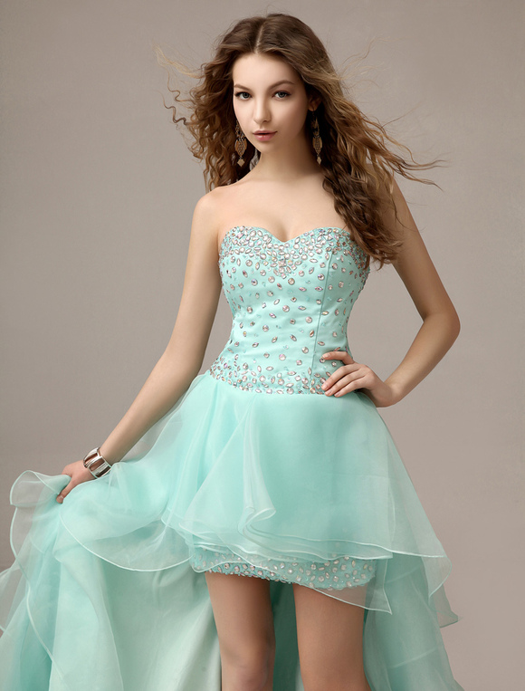 Mint Green Sweetheart Homecoming Dress with High Low Skirt - Milanoo.com