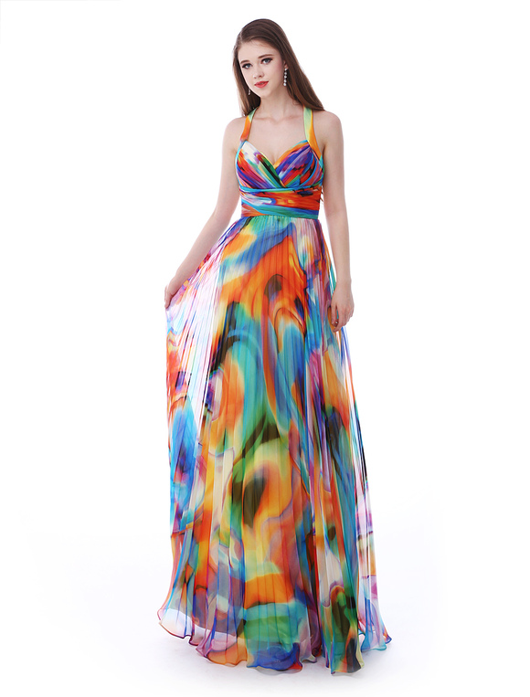 Long Prom Dresses 2023 African Print Prom Dress Halter Floral Print ...