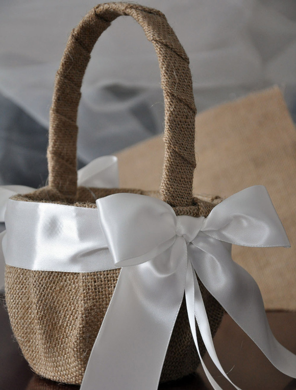Satin Flower Girl Basket with Lovely Bow