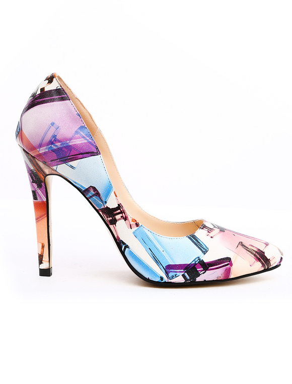 Charming Multi Color Stiletto Heel PU Leather Pointy Toe Shoes ...