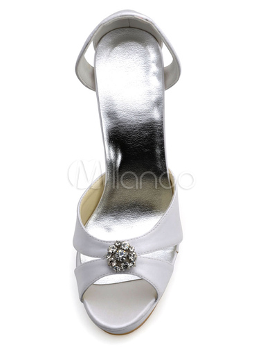 Amazing Bow Decor Peep Toe Silk And Satin Bridal Pumps - Milanoo.com