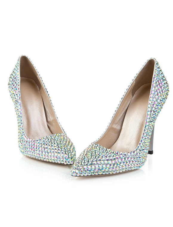 Pointy Toe Shoes with Rhinestones Detailing - Milanoo.com