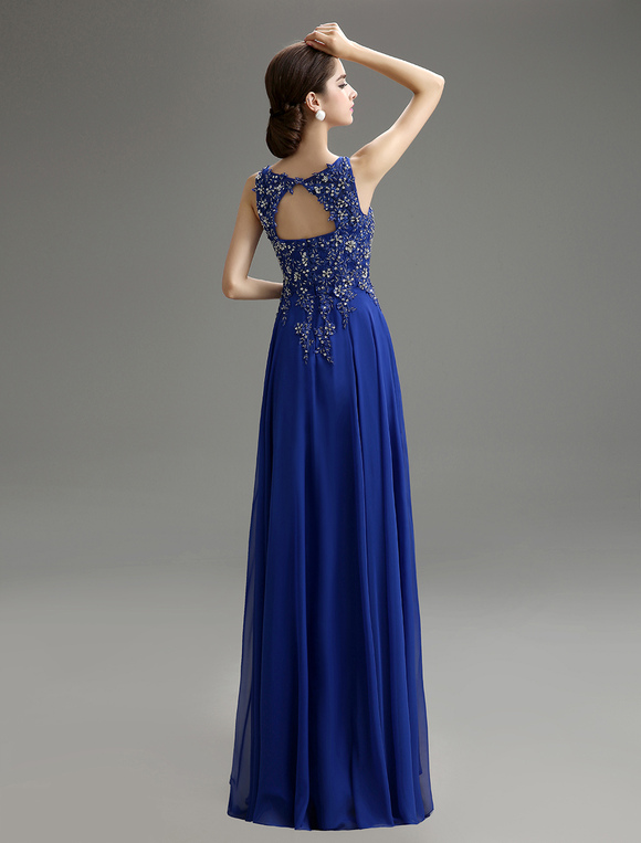 Royal Blue Applique Beaded Chiffon Dress For Mother of the Bride ...