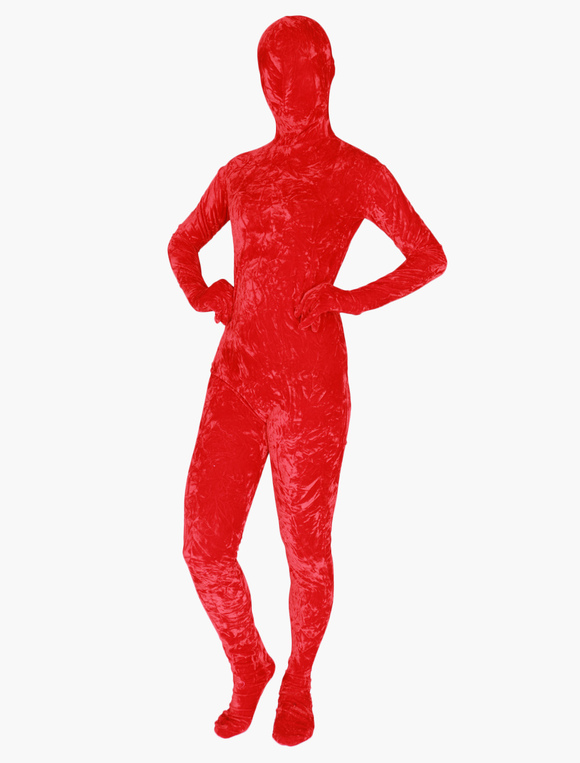 Costumes Costumes | Halloween Red Velvet Zentai Suit Adult Leotard - LF64784