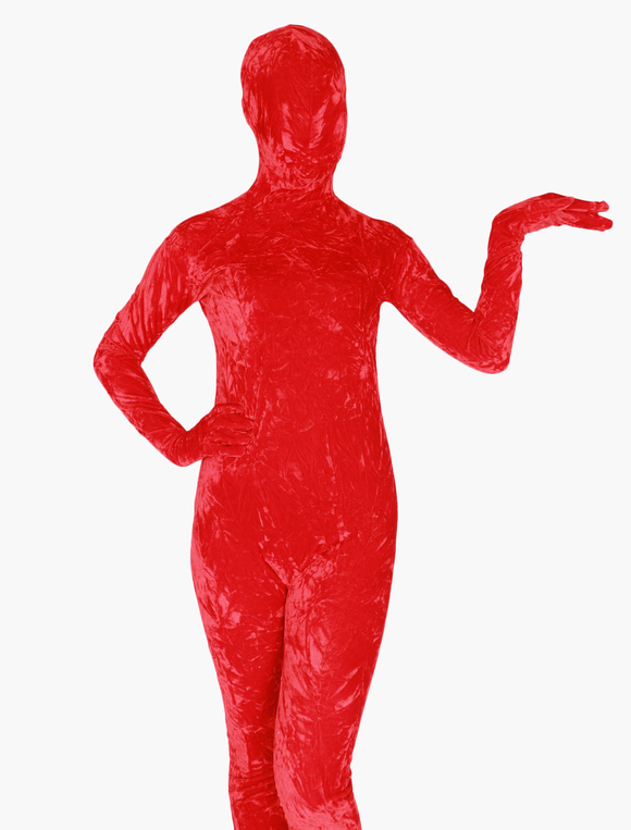 Costumes Costumes | Halloween Red Velvet Zentai Suit Adult Leotard - LF64784