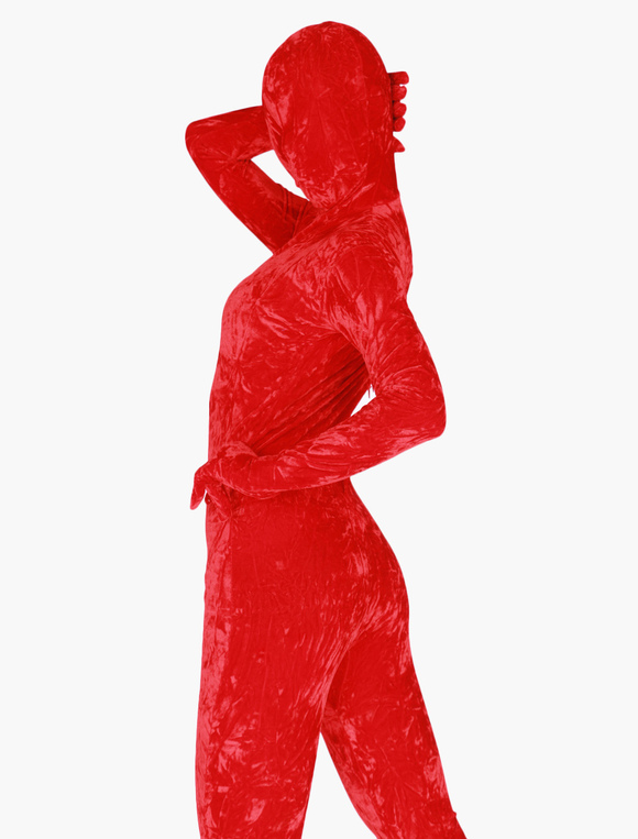 Costumes Costumes | Halloween Red Velvet Zentai Suit Adult Leotard - LF64784