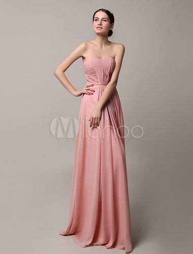 vestito lungo rosa plissettato