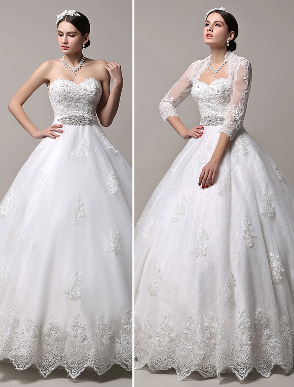 Boda Vestidos de novia | Vestido de novia princesa Con cola con escote en corazón sin mangas - KV53804