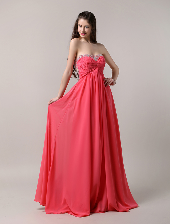 Strapless Sweetheart Chiffon Dress with Low Back - Milanoo.com
