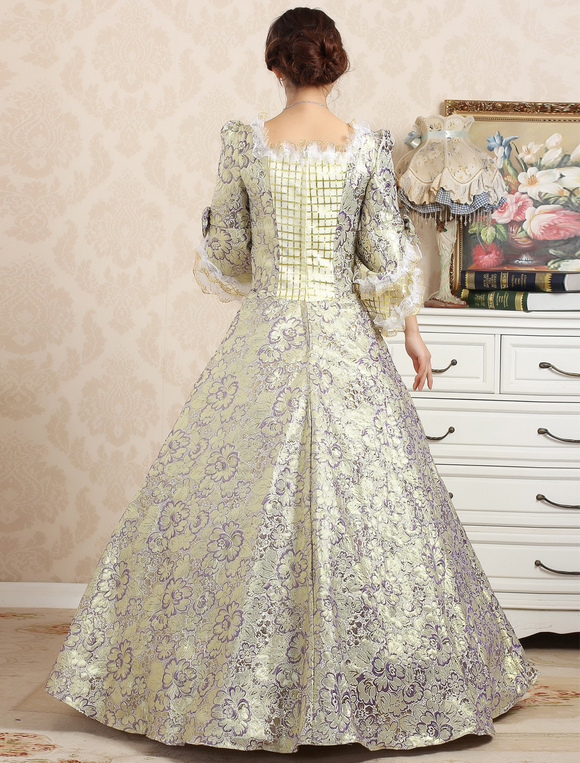 Costumes Costumes | Victorian Dress Costume Royal Retro Costume Women's Victorian era Clothing Ball Gown Jacquard Floral Green R