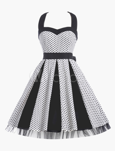 Halter Polka Dot Sexy Rockabilly Swing Party Dress - Milanoo.com