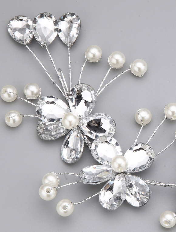 Wedding & Events Wedding Accessories | Red Rhinestone Pearl Alloy Wedding Hairpin - DB28548