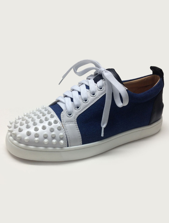 Zapatos de hombre | Azul Zapatos de Patín de Charol para Hombre 2022 Punta Redonda de Encaje con Remaches Zapatillas de Deporte - FJ19355