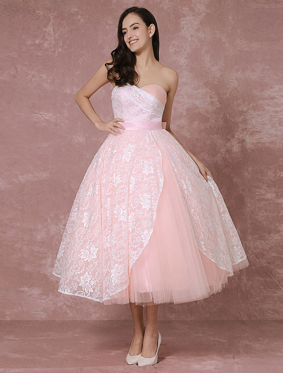 Short Blush Wedding Dress 2024