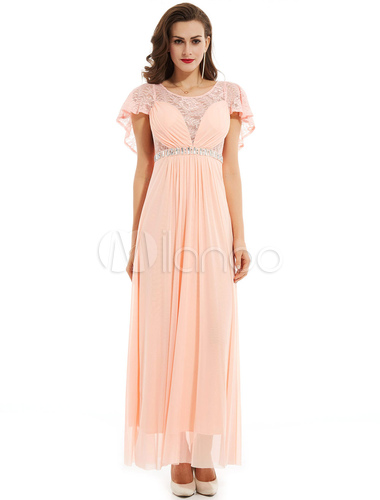 lace mermaid dress with beaded chiffon capelet