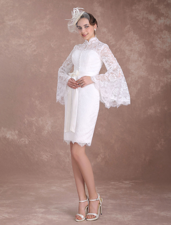Mariage Robes de mariée | robe de mariée vintage fourreau détail zip en dentelle avec soutien-gorge et doublure manches longues - CY08359