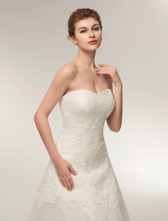 Wedding & Events Wedding Dresses | Plus Size Wedding Dresses Strapless Lace Sweetheart Neckline Floor Length Ivory Bridal Dress 