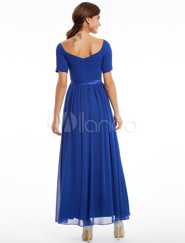  Wedding Guest Dresses Royal Blue  Mother Dress  Chiffon Half 