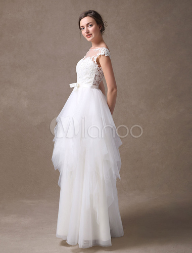 Beach Wedding Dresses Ivory Backless Summer Bridal Gown A