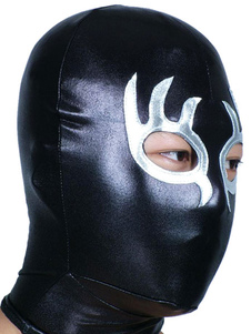 Halloween Black And Silver Open Eye And Mouth Shiny Metallic Hood Halloween