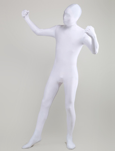White Spandex Zentai Suit Full Body Suit para Halloween