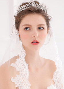 Coroa da flor strass Tiara nupcial do casamento de prata (15 Cm X 8 Cm X 3 Cm)