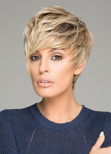 Capas de pelo corto moda pelucas mujeres pelucas sintéticas recta en lino