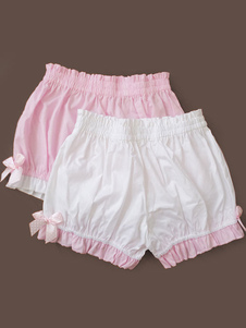 Lolita short en 100% coton unicolore à volants et taille plissée ample Déguisements Halloween