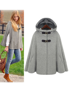 Abrigo poncho para mujer con capucha de gran tamaño gris ropa de abrigo de invierno