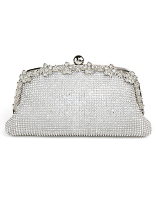 Boda bolso de embrague oro diamantes de imitación perlas nupcial bolsos