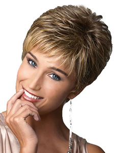 Peluca corta de alta calidad en marrón degradado Pelo cabello sintético de estilo moderno para mujer