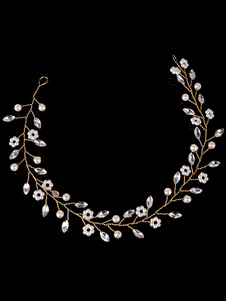 Wedding Gold Headband Pearls Headpieces Rhinestones Bridal Headdress