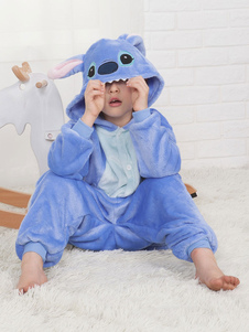 Disfraz Halloween Stitch Onesie Kigurumi Pijama Franela azul para niños Ropa de dormir de invierno Mascota Animal Disfraz de Halloween
